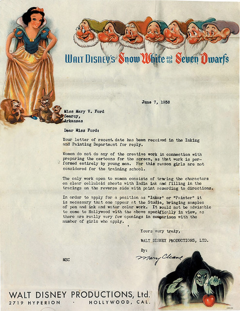 Illustration for article titled In 1938, Disney Didn't Want Your Lady Creativity